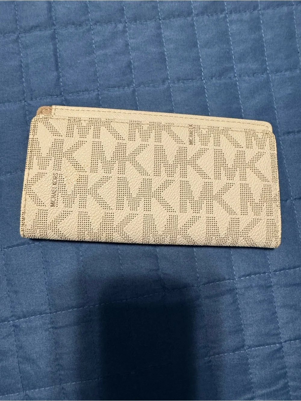 Michael Kors Beige Monogram Checkbook Holder